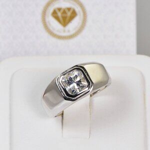 GRA Certified 2ctw Moissanite Diamond Mens Ring NEW